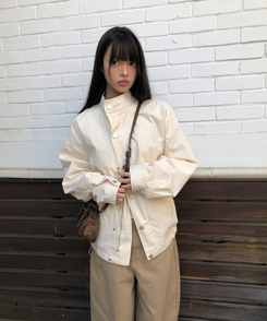 ハイネックビンテージミリタリージャケット IVORY