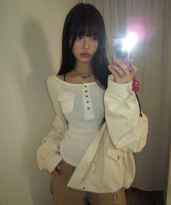 ハイネックビンテージミリタリージャケット IVORY