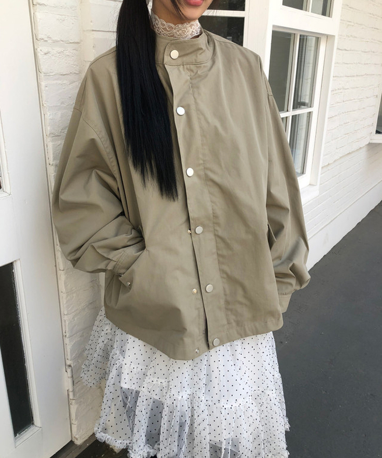 ハイネックビンテージミリタリージャケット KHAKI