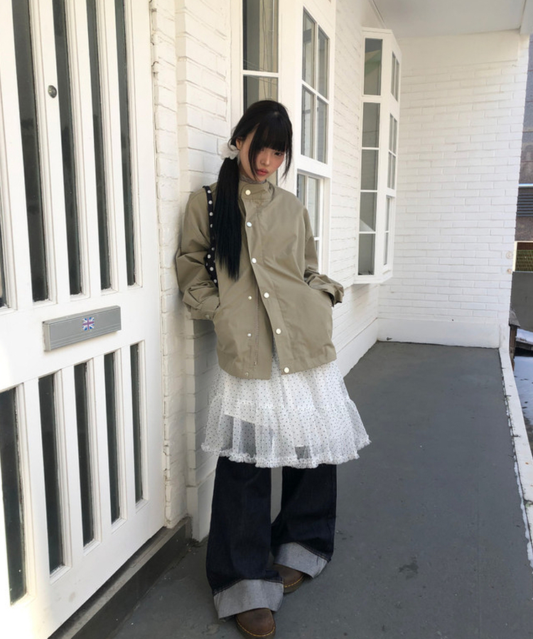 ハイネックビンテージミリタリージャケット KHAKI