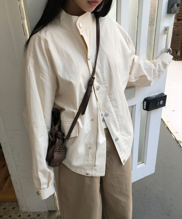 ハイネックビンテージミリタリージャケット IVORY