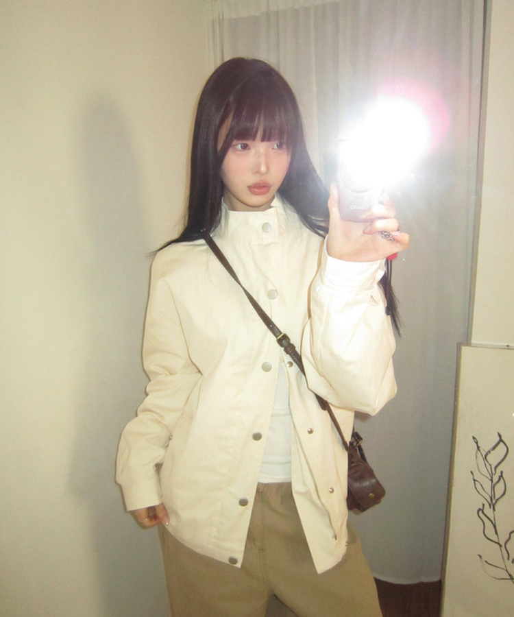 ハイネックビンテージミリタリージャケット IVORY