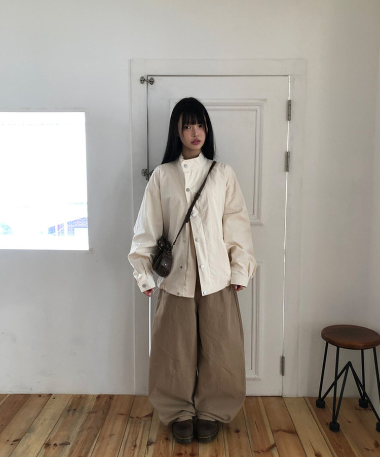 ハイネックビンテージミリタリージャケット IVORY