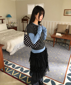 【SET】バイカラーレイヤード長袖Tシャツ CHARCOAL