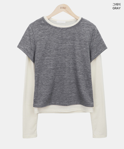 【SET】バイカラーレイヤード長袖Tシャツ