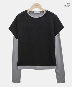 【SET】バイカラーレイヤード長袖Tシャツ