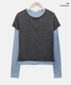 【SET】バイカラーレイヤード長袖Tシャツ