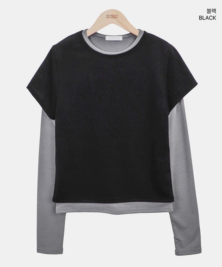 【SET】バイカラーレイヤード長袖Tシャツ