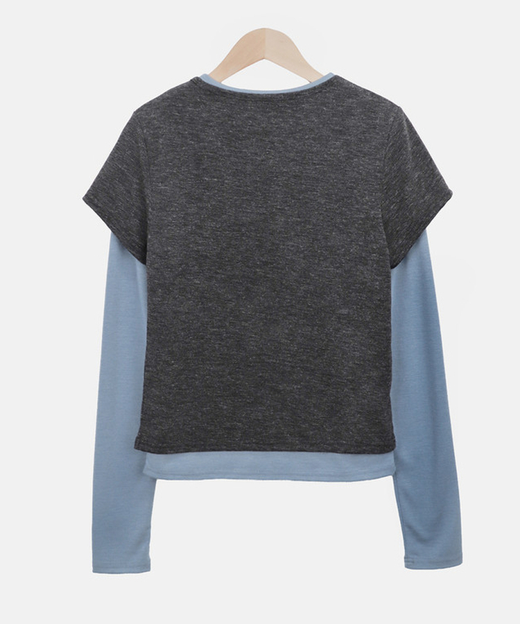 【SET】バイカラーレイヤード長袖Tシャツ