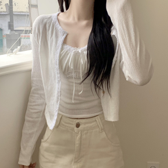 【SET】フリルリボンキャミソール カーディガン WHITE