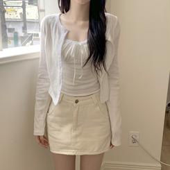 【SET】フリルリボンキャミソール カーディガン WHITE