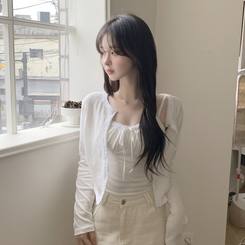 【SET】フリルリボンキャミソール カーディガン WHITE