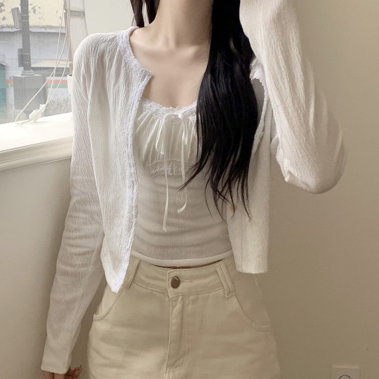 【SET】フリルリボンキャミソール カーディガン WHITE