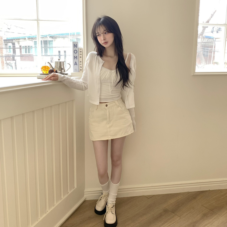 【SET】フリルリボンキャミソール カーディガン WHITE