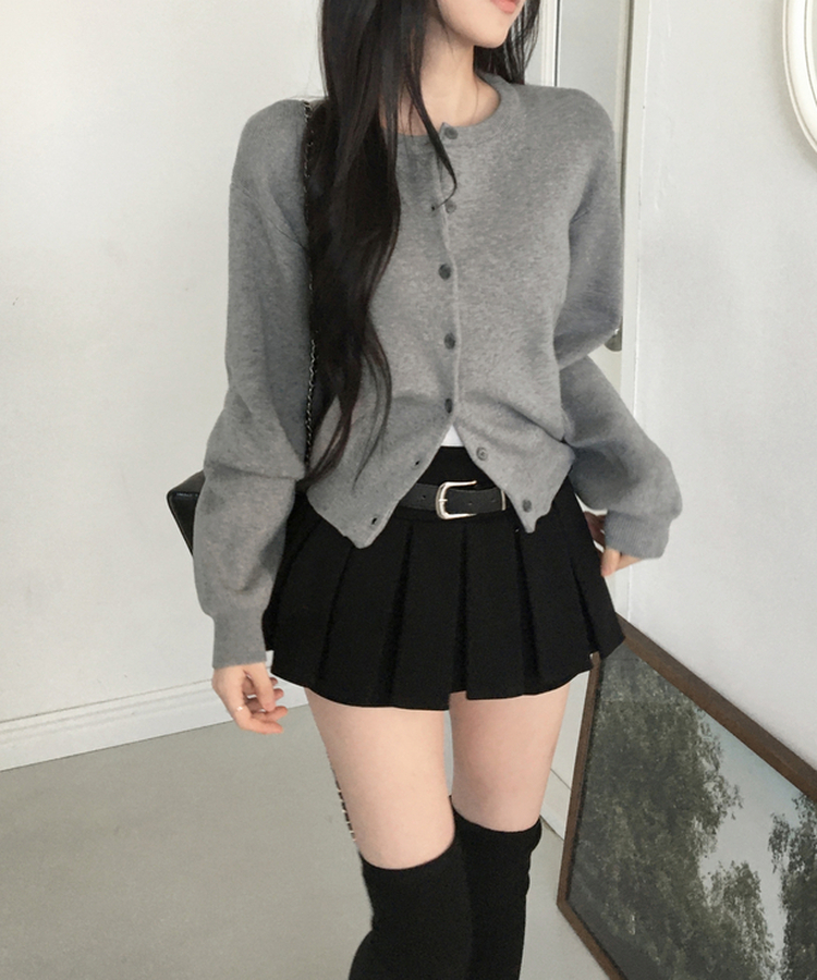 하빈 벨트 플리츠 콘솔지퍼 치마바지 미니 스커트 블랙