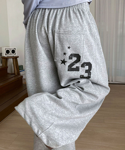 ビンテージレタリングスリットラインワイドトレーニングパンツ VINTAGE GRAY