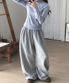 ビンテージレタリングスリットラインワイドトレーニングパンツ VINTAGE GRAY