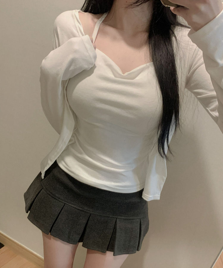 ドレープホルターレイヤードカーディガン(6color) IVORY