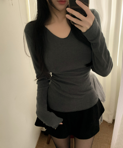 アンゴラアルパカウール長袖Tシャツ(6color) CHARCOAL