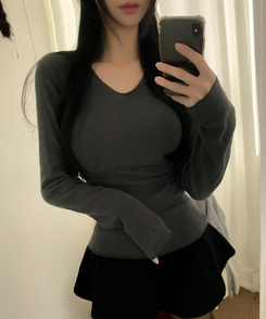 アンゴラアルパカウール長袖Tシャツ(6color) CHARCOAL