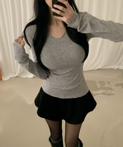 アンゴラアルパカウール長袖Tシャツ(6color) GREY