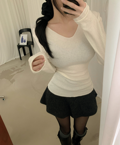 アンゴラアルパカウール長袖Tシャツ(6color) IVORY