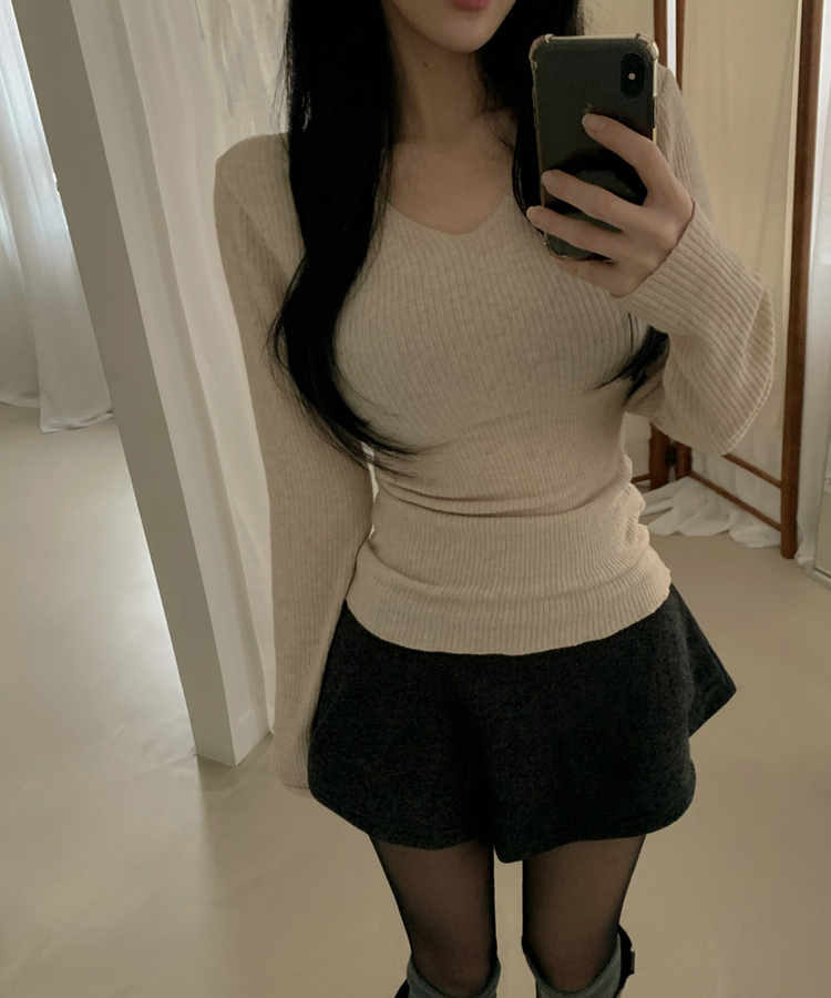 アンゴラアルパカウール長袖Tシャツ(6color) OATMEAL