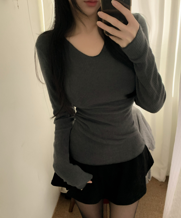 アンゴラアルパカウール長袖Tシャツ(6color) CHARCOAL