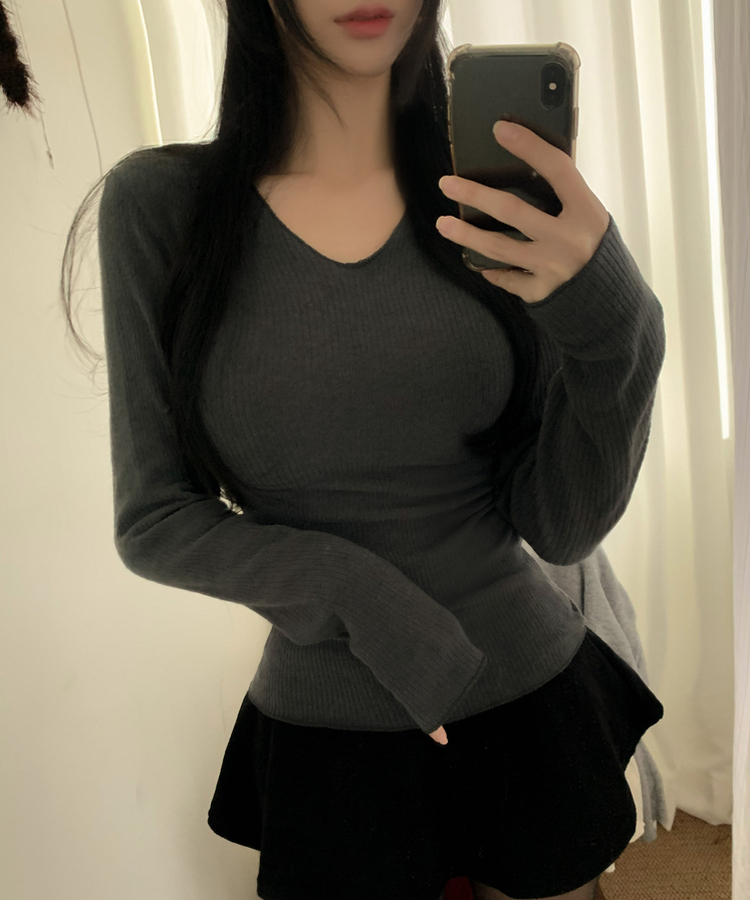 アンゴラアルパカウール長袖Tシャツ(6color) CHARCOAL