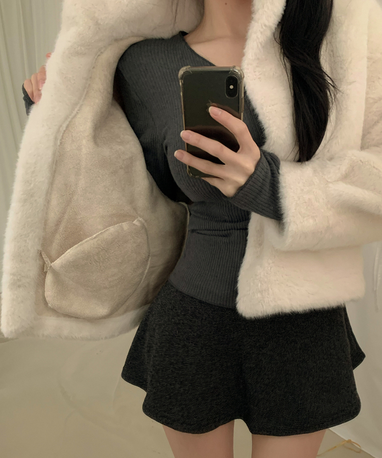 アンゴラアルパカウール長袖Tシャツ(6color) CHARCOAL