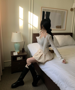 ふんわりホルタードレープカーディガン長袖Tシャツ IVORY