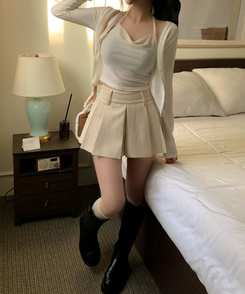 ふんわりホルタードレープカーディガン長袖Tシャツ IVORY