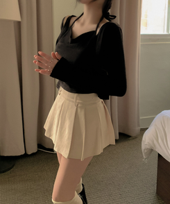 ふんわりホルタードレープカーディガン長袖Tシャツ BLACK