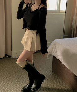 ふんわりホルタードレープカーディガン長袖Tシャツ BLACK