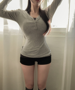 スナップVネックオフショルダー長袖TシャツS(7color) GREY