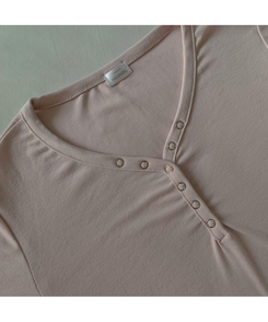 スナップVネックオフショルダー長袖TシャツS(7color)