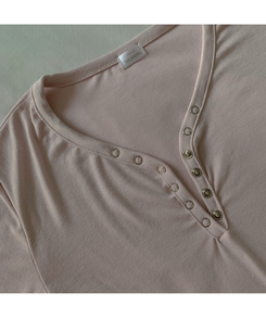 スナップVネックオフショルダー長袖TシャツS(7color)