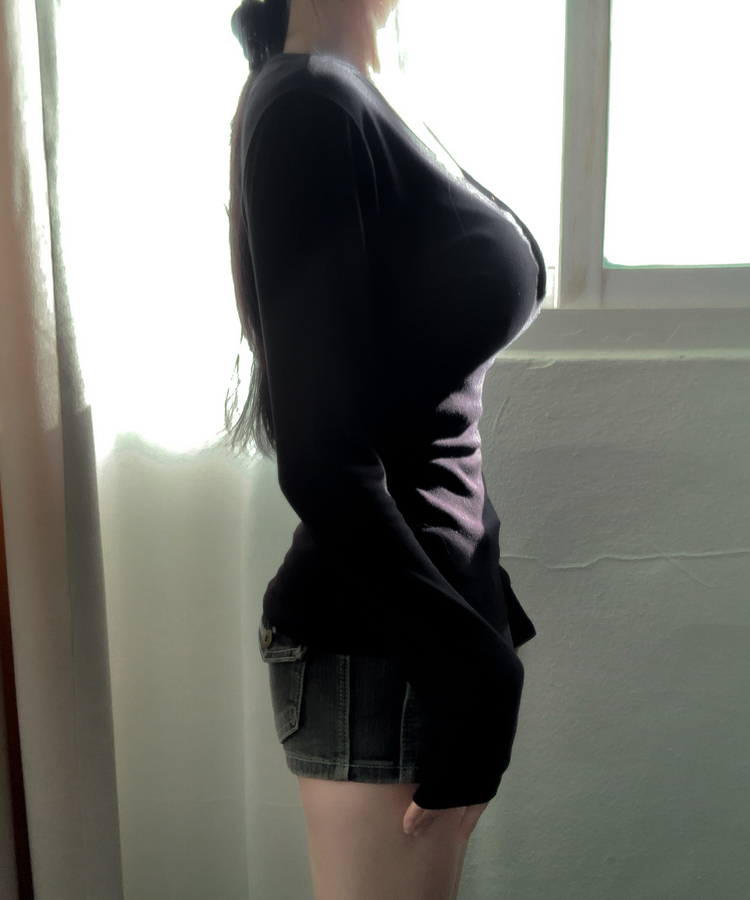 スナップVネックオフショルダー長袖TシャツS(7color) BLACK