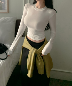 ソフトグラムシルエット長袖TシャツS(5color) IVORY