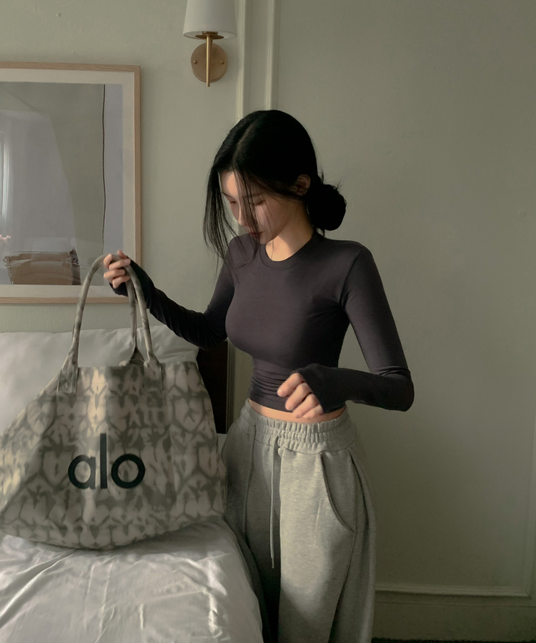 ソフトグラムシルエット長袖TシャツS(5color) CHARCOAL