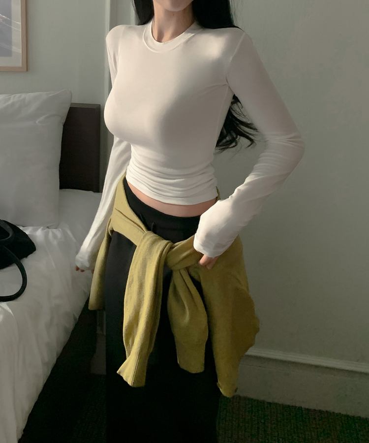 ソフトグラムシルエット長袖TシャツS(5color) IVORY