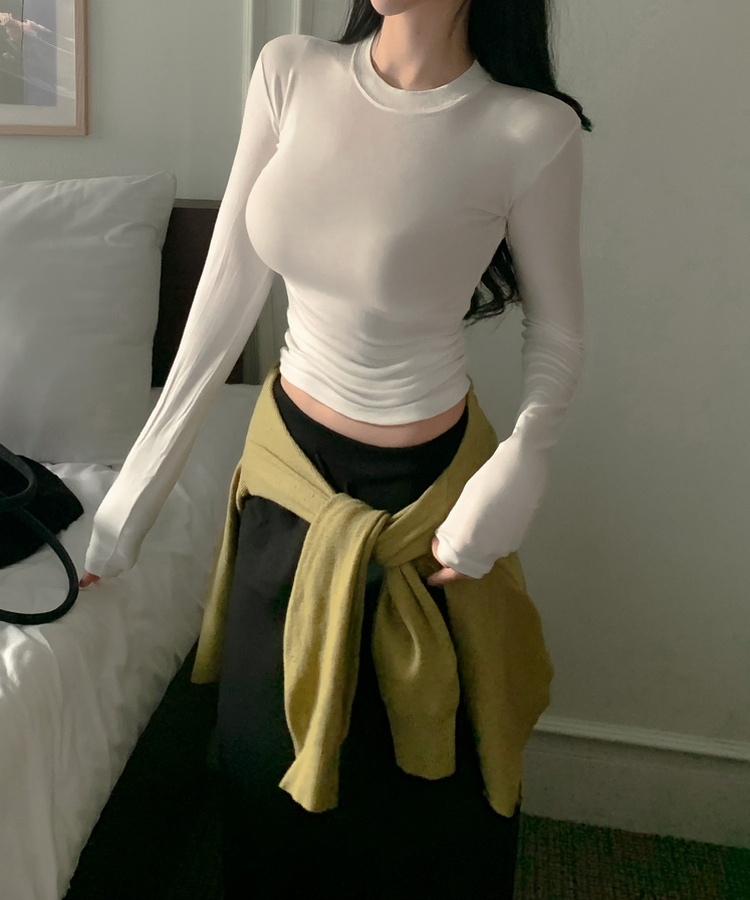 ソフトグラムシルエット長袖TシャツS(5color) IVORY