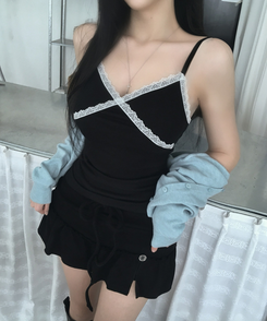 レーススパンインナーキャミソール(10color) BLACK