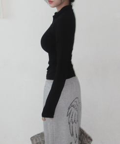 ハーフジップロングスリーブ(6color) BLACK