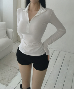 ハーフジップロングスリーブ(6color) IVORY