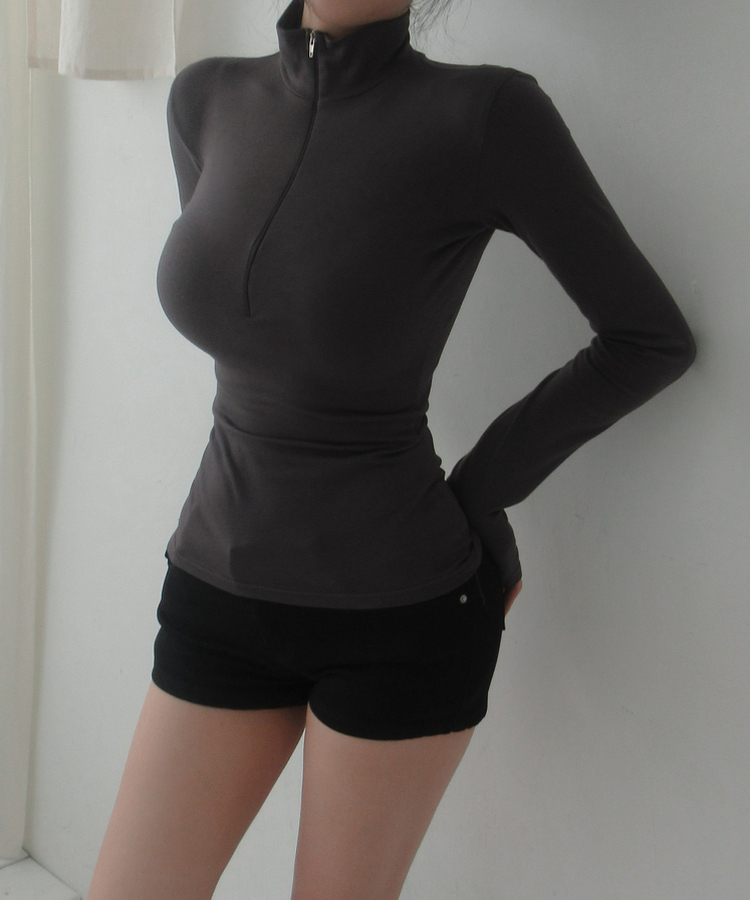 ハーフジップロングスリーブ(6color) CHARCOAL