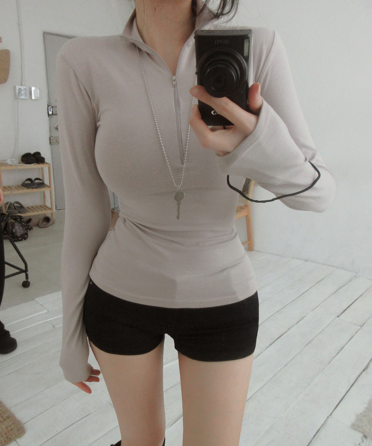 ハーフジップロングスリーブ(6color) BEIGE