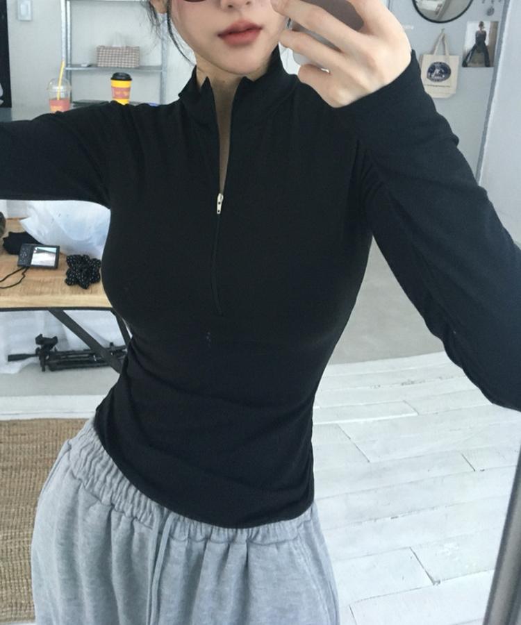 ハーフジップロングスリーブ(6color) BLACK