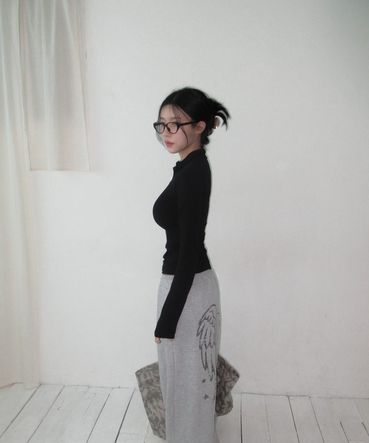 ハーフジップロングスリーブ(6color) BLACK