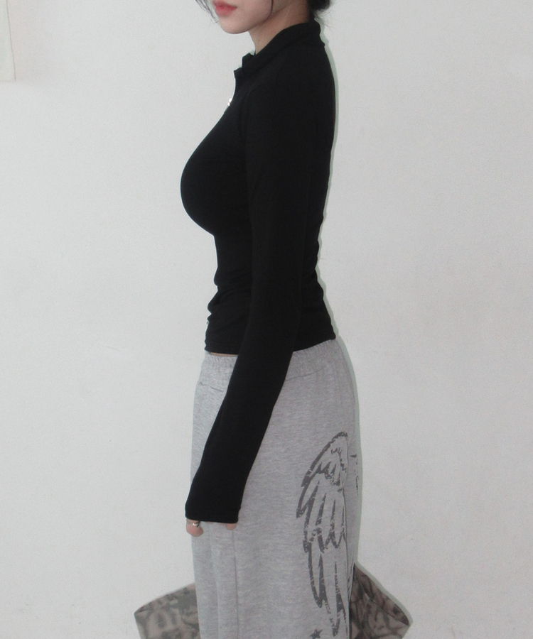 ハーフジップロングスリーブ(6color) BLACK